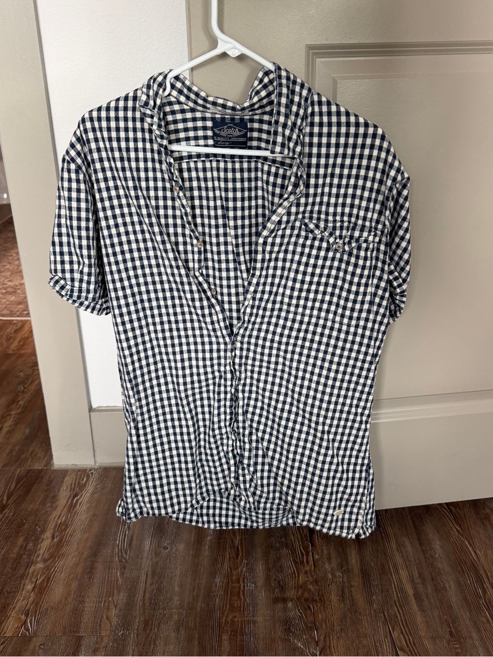 Scotch & Soda Check Short-Sleeve Shirt - Navy & White